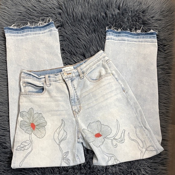 Jessica Simpson Denim - Jessica Simpson Light Blue Floral Embroidered Jeans